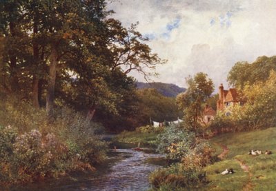 A Stream near Shalford (litografia a cores) de Harold Sutton Palmer