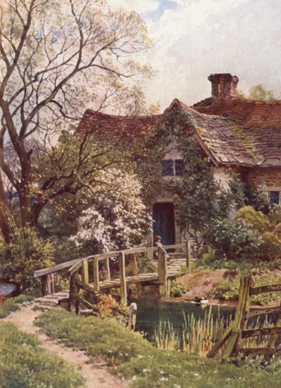 Uma casa de campo antiga perto de Ockley (litografia a cores) de Harold Sutton Palmer