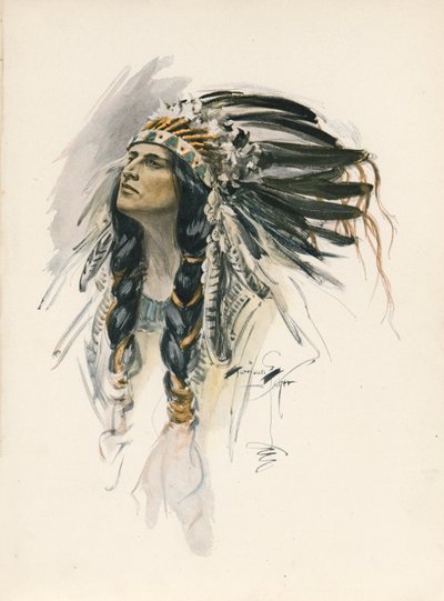 Canção de Hiawatha de Longfellow (litografia a cores) de Harrison Fisher