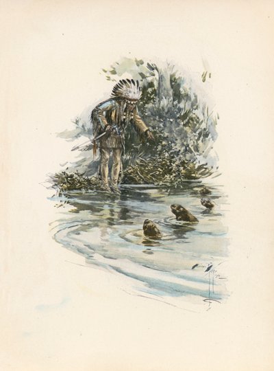 Canção de Hiawatha de Longfellow (litografia a cores) de Harrison Fisher