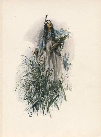 Canção de Hiawatha de Longfellow (litografia a cores) de Harrison Fisher