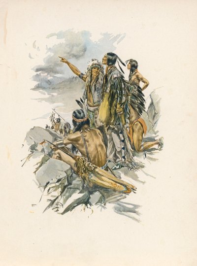 Canção de Hiawatha de Longfellow (litografia a cores) de Harrison Fisher