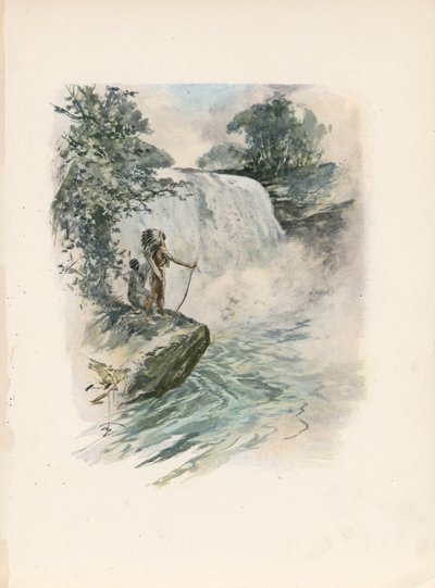 Canção de Hiawatha de Longfellow (litografia a cores) de Harrison Fisher