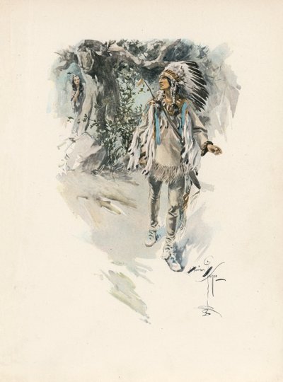 Canção de Hiawatha de Longfellow (litografia a cores) de Harrison Fisher