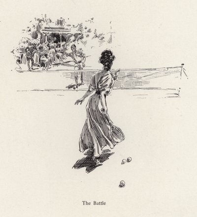 Homem e mulher jogando tênis (litho) de Harrison Fisher