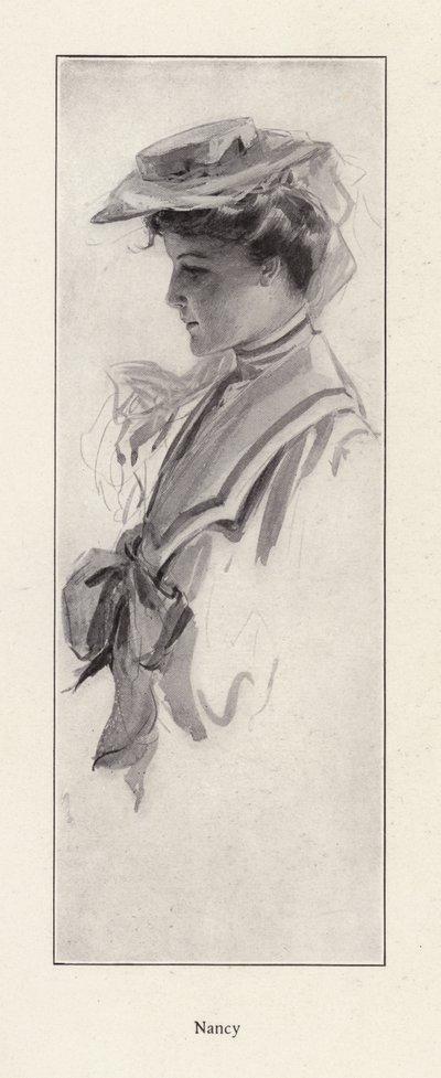 Retrato de uma mulher chamada Nancy (litho) de Harrison Fisher