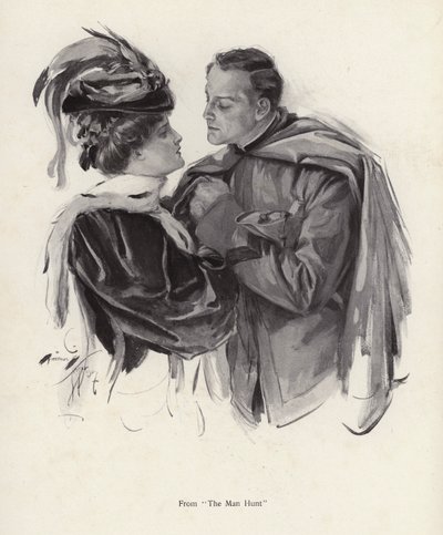 Cena de The Man Hunt (litho) de Harrison Fisher