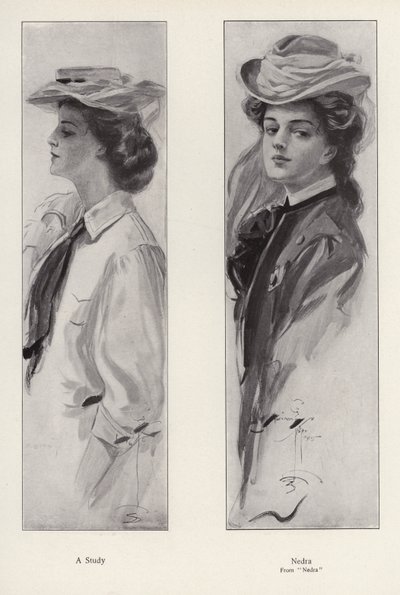 A personagem Nedra do romance Nedra, de George Barr McCutcheon (litho) de Harrison Fisher