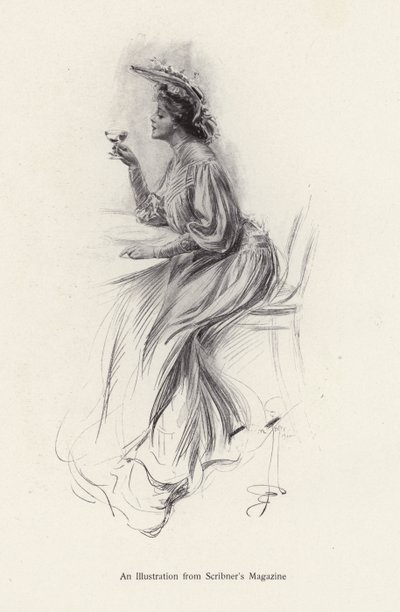 Mulher com uma bebida (litho) de Harrison Fisher
