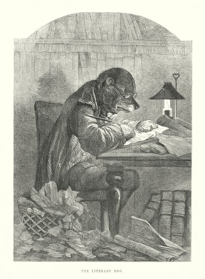Cães engraçados: O cão literário (gravura) de Harrison William Weir