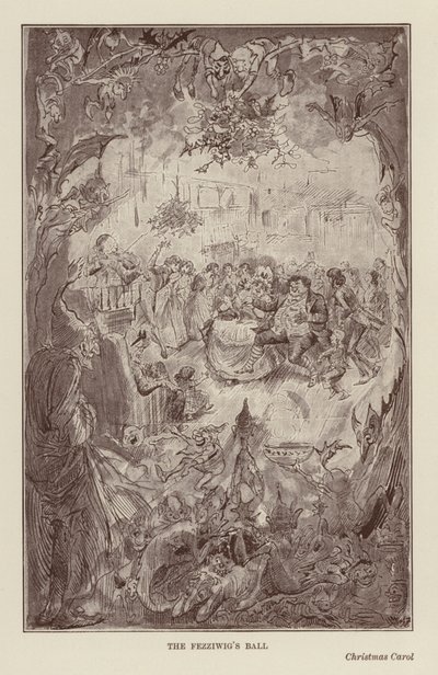 Livros de Natal de Charles Dickens: Conto de Natal (litografia) de Harry (after) Furniss