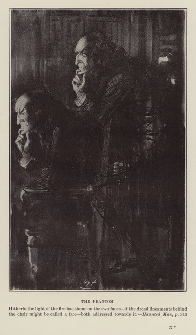 Livros de Natal de Charles Dickens: O Homem Assombrado (litografia) de Harry (after) Furniss