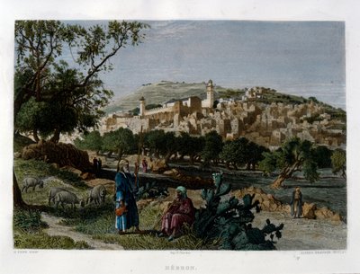 Hebron, gravado por Alfred Krausse depois de uma foto de Harry Fenn, publicada em Picturesque Palestine, por volta de 1875 de Harry ) Fenn