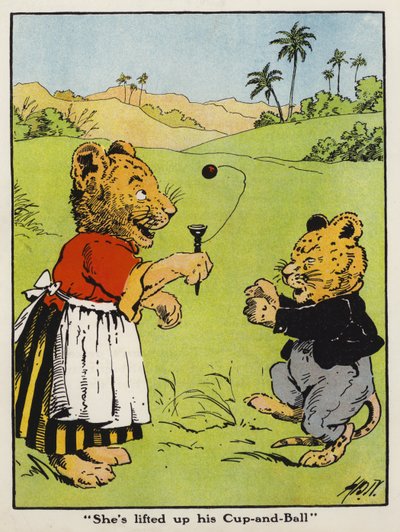 "Ela levantou-lhe a Taça e Bola" (cor litho) de Harry B Neilson