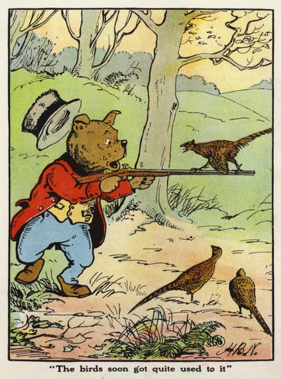 "Os pássaros logo se acostumaram" (cor litho) de Harry B Neilson
