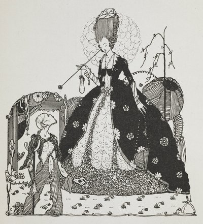 Uma senhora olha para um camponês que lhe pede dinheiro. de Harry Clarke