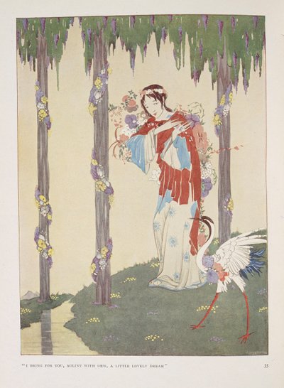 Canção do berço. "Eu trago para ti, brilhando com o orvalho,
 um pequeno sonho encantador" de Harry Clarke