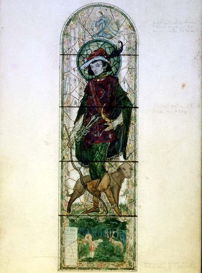 Design para uma única janela de luz com a figura de St. Hubert de Harry Clarke
