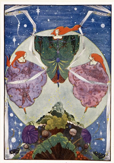 Fadas:" Elas dançavam com xales que eram tecidos de névoa e luar": O monte dos duendes - em "Contos de Fadas" de Hans Christian Andersen, doente. Por Harry Clarke de Harry Clarke