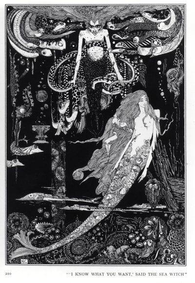 "Eu sei o que você quer", disse a bruxa do mar, ilustração para "A Pequena Sereia" de contos de fadas por Hans Christian Andersen (1805-75), c.1910 de Harry Clarke