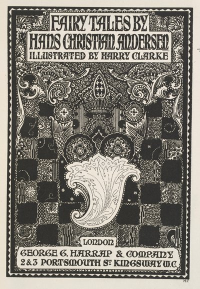 Página de rosto ilustrada, com símbolos e quadrados. de Harry Clarke