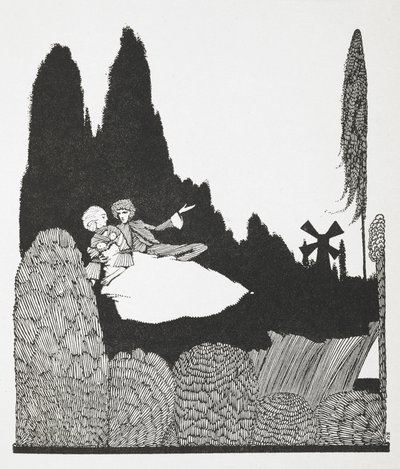 Ilustração para a história "O Mestre Gato ou o Gato das Botas". de Harry Clarke