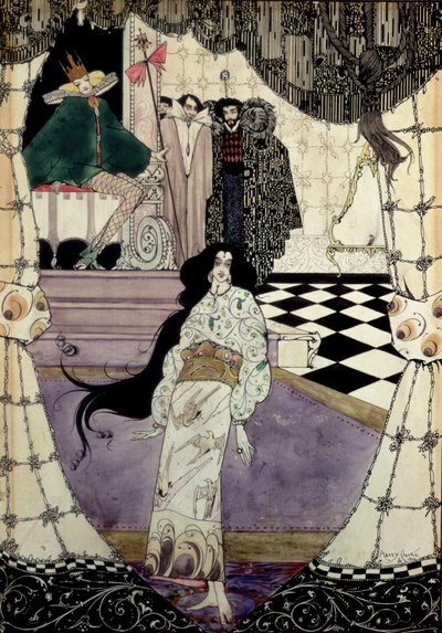 Ilustração da Pequena Sereia, 1914 (wc, caneta e tinta) de Harry Clarke