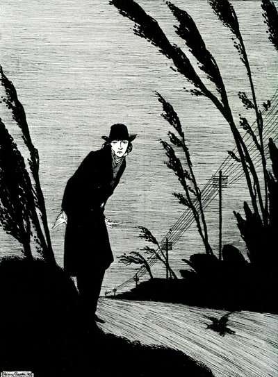 No meio de tudo estava um rosto branco e frio de Harry Clarke