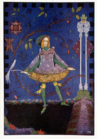 No túmulo do pai da princesa cresceu então um rosa-bush - O porco-espinho "A Princesa e o Porqueiro" - em "Contos de Fadas" de Hans Christian Andersen, doente. por Harry Clarke de Harry Clarke