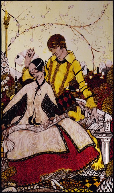 Sete dias de cão deixamos passar, nomeando Rainhas em Glenmacnass Ilustração de Harry Clarke de &39;Queens&39; por JM Synge de Harry Clarke