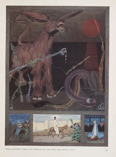 O burro. "Com cabeça monstruosa e grito doentio
 e orelhas como asas errantes" de Harry Clarke