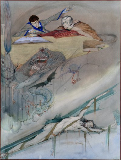 A queda da casa de Usher, 1923 (lápis e wc) de Harry Clarke