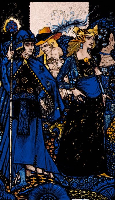 As Rainhas de Sheba, Meath e Connaught Ilustração de Harry Clarke de &39;Queens&39; por JM Synge de Harry Clarke