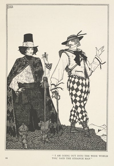 O companheiro de viagem
"Eu também vou para o vasto Mundo", disse o homem estranho. de Harry Clarke