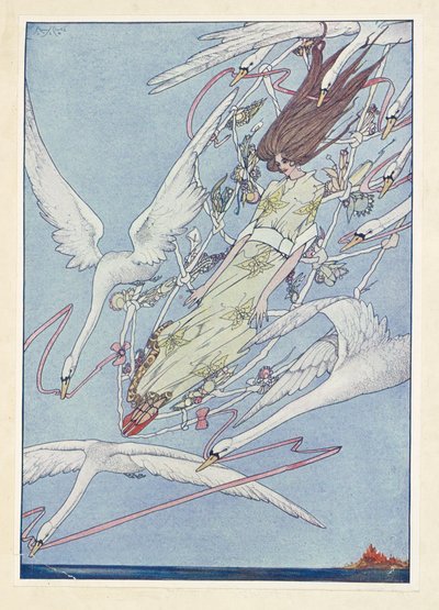 Os cisnes selvagens. Durante todo o dia, voaram pelo ar. de Harry Clarke
