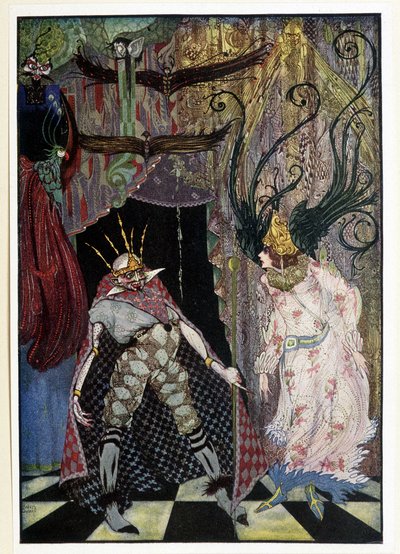 O companheiro de viagem: "Que lhe cortem a cabeça" - em "Contos de Fadas" de Hans Christian Andersen, doente. por Harry Clarke de Harry Clarke
