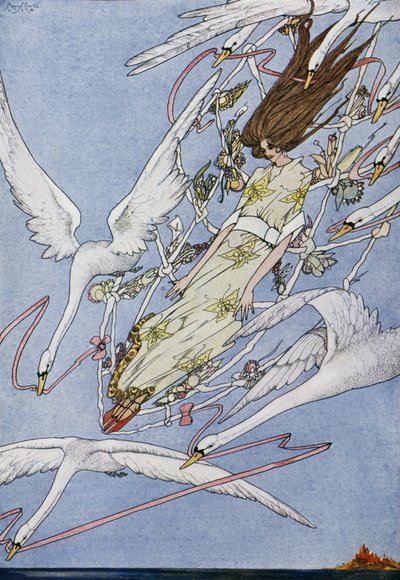Os cisnes selvagens, conto de fadas de Hans Christian Andersen (1805-1875), ilustração de Harry Clarke (1890-1931) de Harry Clarke