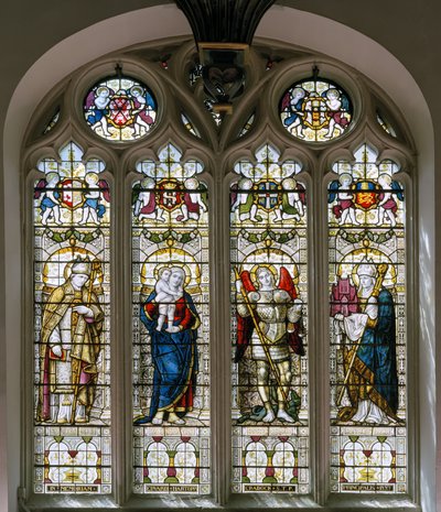 Oxford, Brasenose College Chapel, James Powell & Sons, Harry Ellis Wooldridge, St Cedda, Madonna & Chils, St Michael, St Hugh de Harry Ellis Wooldridge