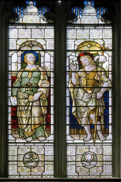 Oxford, Capela da Faculdade Oriel, James Powell & Sons, Harry Ellis Wooldridge, São Pedro e João Batista, 1885 de Harry Ellis Wooldridge