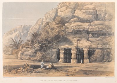 As Grutas de Elefanta, Exterior (litografia colorida) de Harry Francis Darell