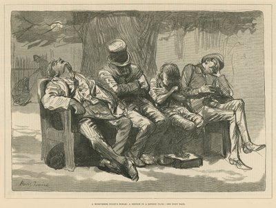 O Sonho de uma Noite de Verão: Um esboço num parque londrino (gravura) de Harry Furniss