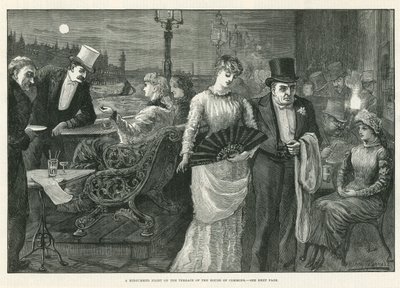 Uma noite de verão no terraço da Câmara dos Comuns de Harry Furniss