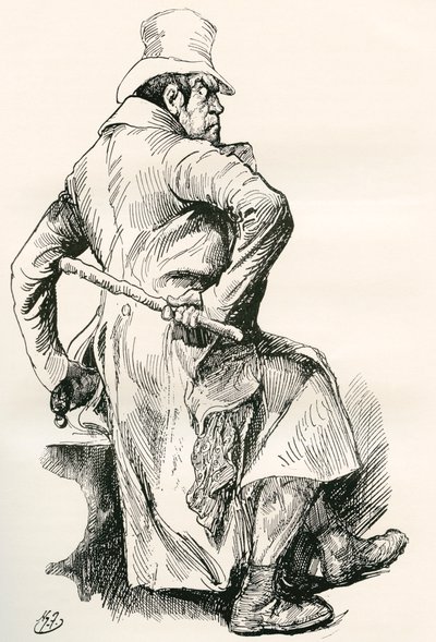 Sikes de Bill. Ilustração de Harry Furniss para o romance de Charles Dickens Oliver Twist, de The Testimonial Edition, publicado em 1910. de Harry Furniss