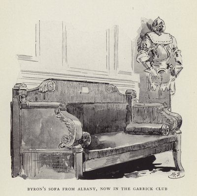 Sofá Byrons de Albany, agora no Garrick Club de Harry Furniss