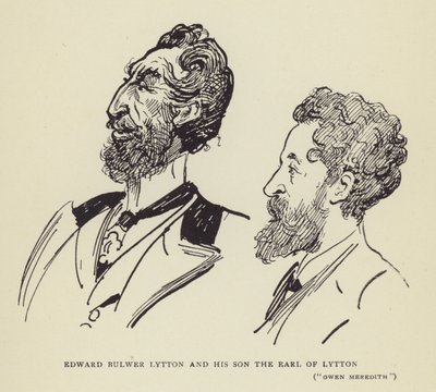 Edward Bulwer Lytton e seu filho, o conde de Lytton, Owen Meredith de Harry Furniss