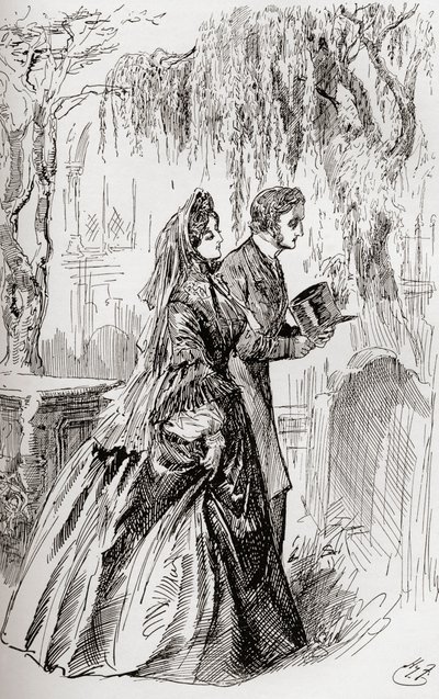 Estella e Pip. "Não vi sombra de outra despedida dela." de Harry Furniss