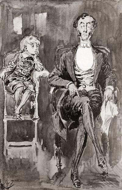 Ilustração de Harry Furniss para o romance Dombey and Son de Charles Dickens, de The Testimonial Edition, publicado em 1910. de Harry Furniss