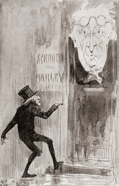 Ilustração para um conto de Natal de The Christmas Books de Charles Dickens de Harry Furniss