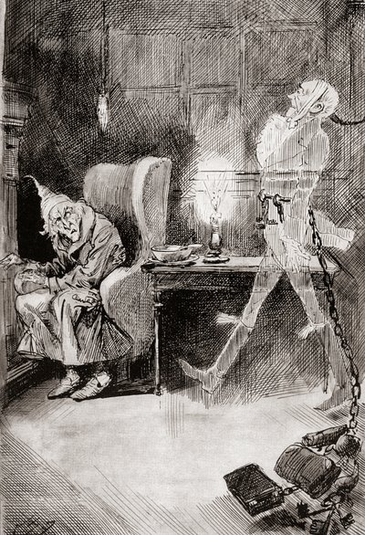 Ilustração para um conto de Natal de The Christmas Books de Charles Dickens de Harry Furniss
