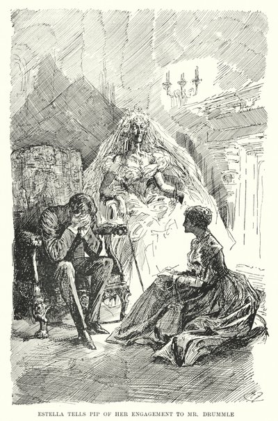 Ilustração para Grandes Expectativas de Charles Dickens (litho) de Harry Furniss